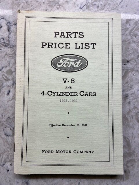 Ford V-8 and 4-cylinder Cars 1928-32 parts list. Ford Motor Company